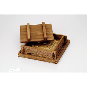 焼杉 お座敷セイロセット(身1段・竹スダレ・蓋・箱型スリ蓋付) (W20156)