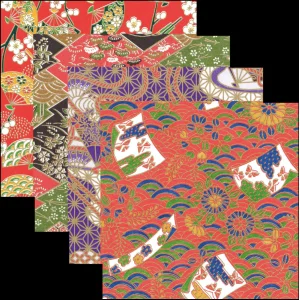 友禅千代紙 (100枚入)(各25枚x4柄) 2.5寸(W66521)