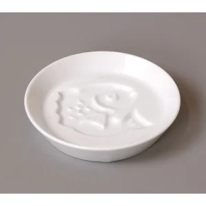 白磁・絵柄入醤油皿 鯛(W26231)
