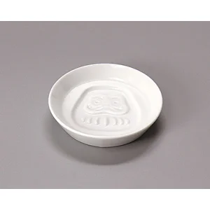 白磁・絵柄入醤油皿 だるま(W26299)