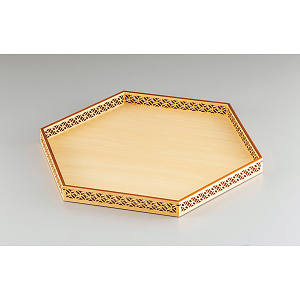 ひのき細密六角膳 特大 青海波(W28010)