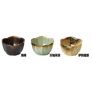 桔梗型珍味入 灰釉茶渕(W27712)