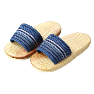 白木下駄 縞 男性用(W50034)