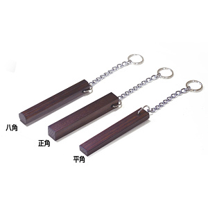 木製キーホルダー タモ・ブラウン 八角【受注生産品】(W50626)