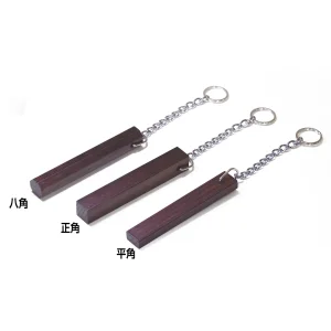 木製キーホルダー タモ・ブラウン 八角【受注生産品】(W50626)