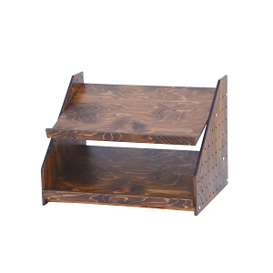 HP卓上ディスプレイ棚什器 (チーク仕上) 小2段(W55935)