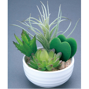 光触媒 人工観葉植物 造花 寄せ植えラブリ―(ポリ製) (高さ15cm)