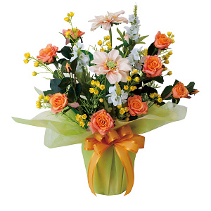 光触媒 人工観葉植物 造花 サンセットローズ (高さ45cm)