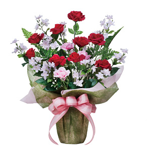 光触媒 人工観葉植物 造花 パーティーローズ (高さ45cm)