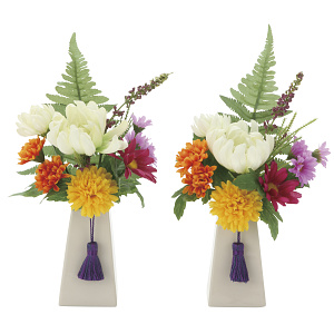 光触媒 人工観葉植物 造花 仏花デージー  2個セット(器付) (高さ24cm)