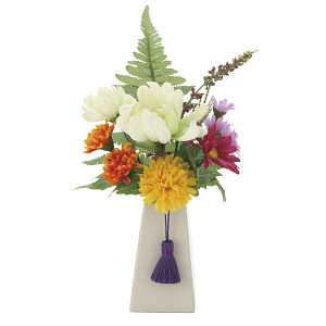 光触媒 人工観葉植物 造花 仏花デージー  1個(器付) (高さ24cm)