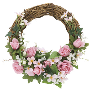 光触媒 人工観葉植物 造花 ルナピンクロ―ズ (高さ27cm)