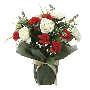 光触媒 人工観葉植物 造花 ツインレッド (高さ33cm)