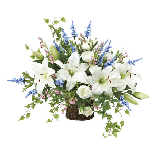 光触媒 人工観葉植物 造花 壁掛けカサブランカ (高さ60cm)