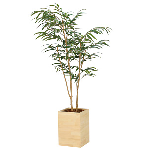 光触媒 人工観葉植物 造花 ウッドボックスショウナンゴム1.8 (高さ180cm)