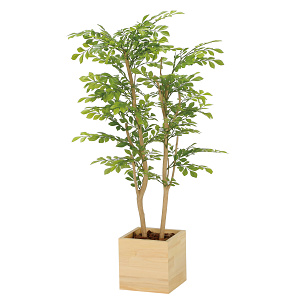 光触媒 人工観葉植物 造花 ウッドボックスライトトネリコ1.0 (高さ100cm)
