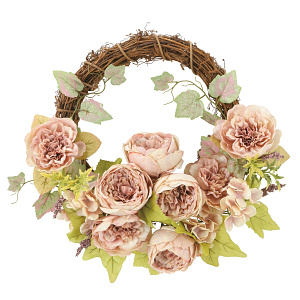 光触媒 人工観葉植物 造花 キャベジローズリース (高さ43cm)