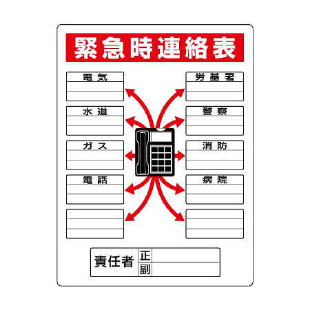 緊急連絡表ボード 600×450 (814-58)