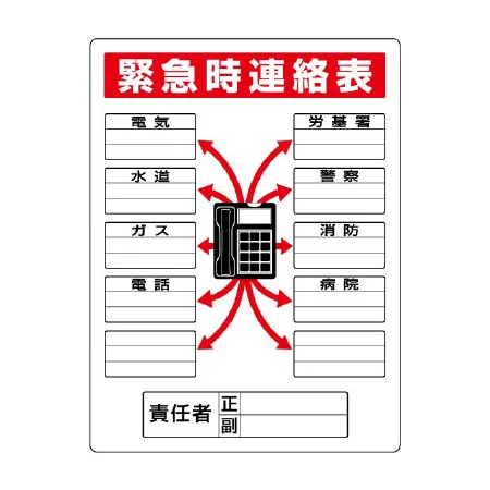 緊急連絡表ボード 600×450 (814-58)