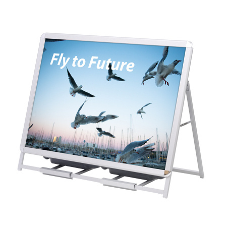 A型看板 グリップA シルバー サイズ:A0 片面ヨコ ロータイプ(H1m以下) (52667A0L)