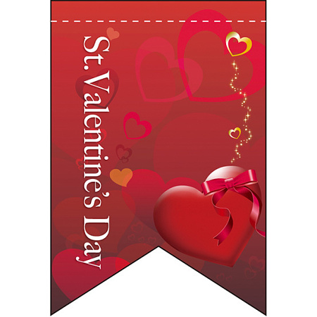 バレンタイン (レッドベース) リボン型 ミニフラッグ(遮光・両面印刷) (61005)