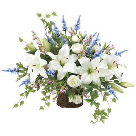 光触媒 人工観葉植物 造花 壁掛けカサブランカ (高さ60cm) (2080P160)