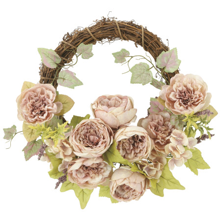 光触媒 人工観葉植物 造花 キャベジローズリース (高さ43cm) (2477R50)