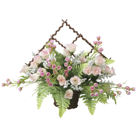 光触媒 人工観葉植物 造花 壁掛けミニローズP (高さ27cm) (2555R50)