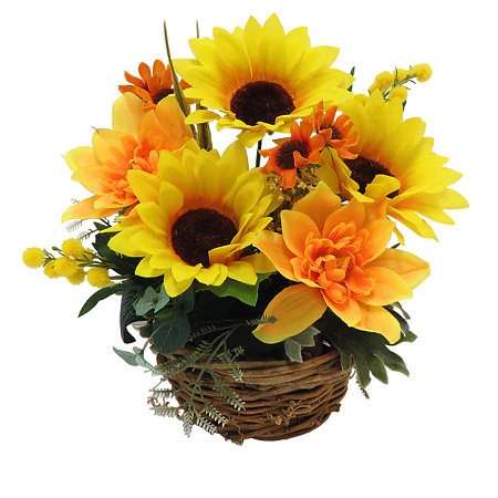 【2025年夏】ひまわり盛りカゴアレンジ (No178-19_08)