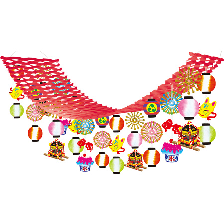 【2025年夏】提灯みこし(赤)プリーツハンガー (No178-23_03)