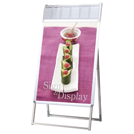 屋内用パンフレットケース付 ポスターグリップスタンド看板 規格:B1片面 シルバー (PGSKP-B1KS)