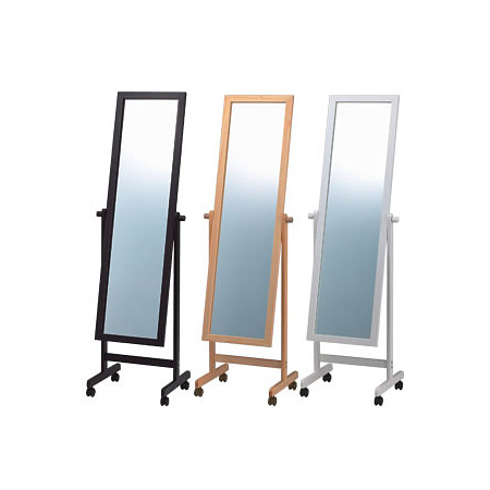 木製スタンドミラー ダークブラウン