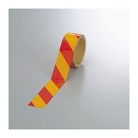 反射トラテープ (セパ付) 黄/赤 45mm幅×10m巻 (374-17)