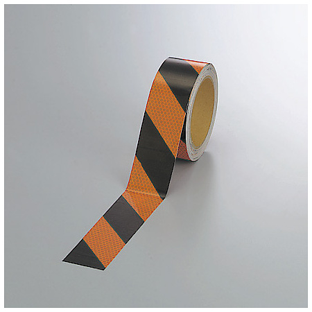 高輝度反射テープ 黒/オレンジ 10m巻 幅:45mm幅 (374-83)