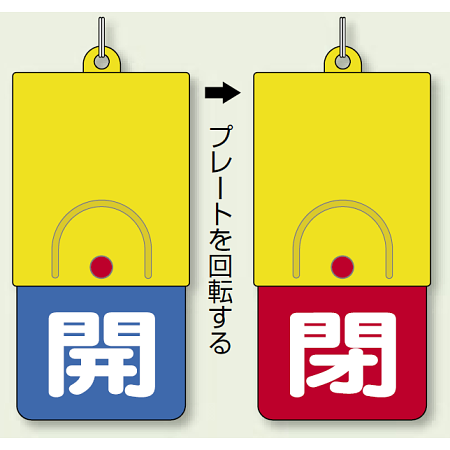 回転式両面表示板 開 (青地) ・閉 (赤地) (857-34)