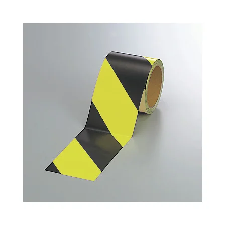 蛍光反射トラテープ (セパ付) 黒/黄 90mm (864-61)