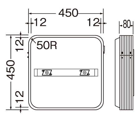 ■寸法図:壁面1515角丸アルミ