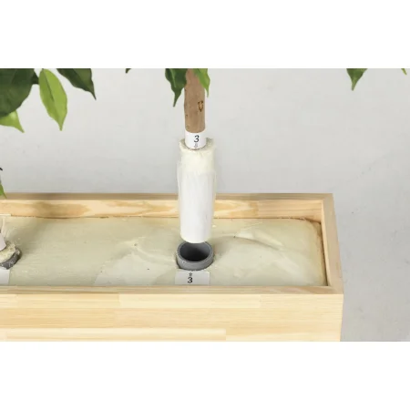 数字と矢印を合わせて差し込んでください。差込後にインテリアバーグを上に敷き詰めます。幹は抜けますので鉢を持って移動してください。