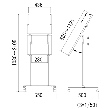 ■図面（※図面は、キャスター仕様 です）