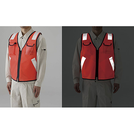 ■反射時　多機能ベスト 蛍光オレンジ