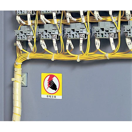 ■使用例／ミニPPステッカー　感電注意