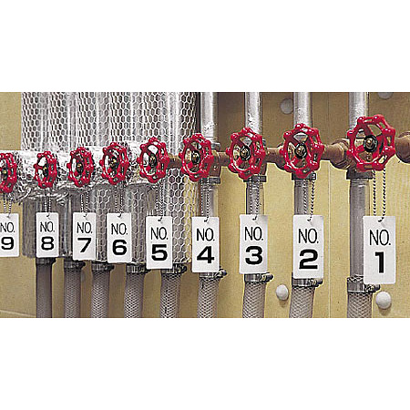 ■使用例(取付具は別売）／数字表示板 配管バルブ表示