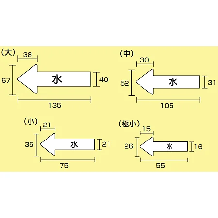■寸法図(mm)／JIS配管識別方向ステッカー