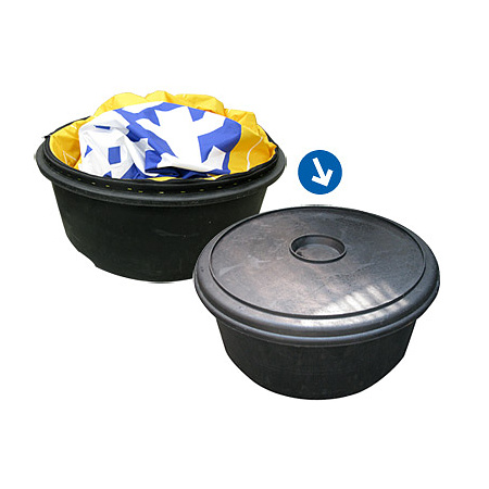 バルーン(別売)は、エアー看板本体に収納できます。しぼんだバルーンはそのままエアー看板に取り付けた状態で問題ありません。