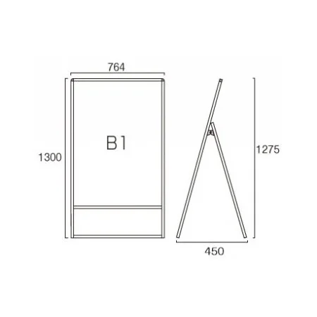 ■B1サイズ・片面の寸法図