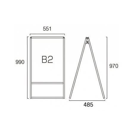 ■B2サイズ・両面の寸法図
