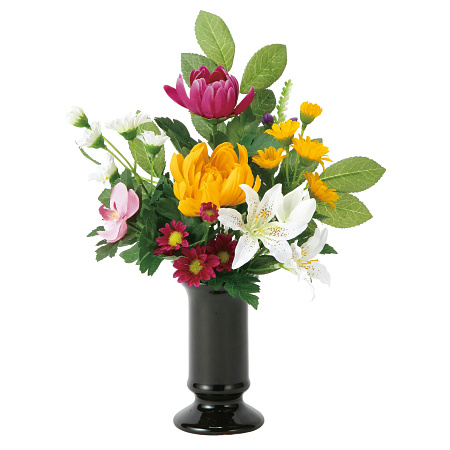光触媒 人工観葉植物 造花 仏花小菊2個セット(器付) (高さ32cm)