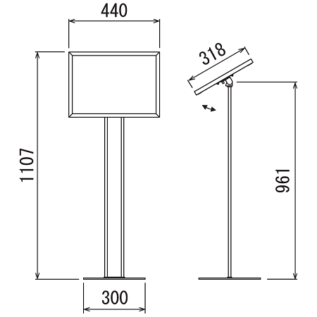 ■寸法図：ヨコ型使用時