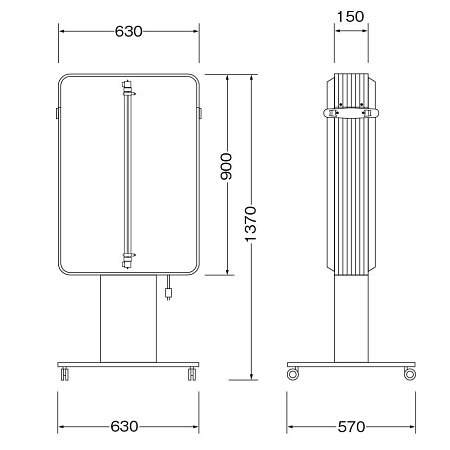 ■寸法図:230HA 角丸アルミスタンドLED LLT51-44