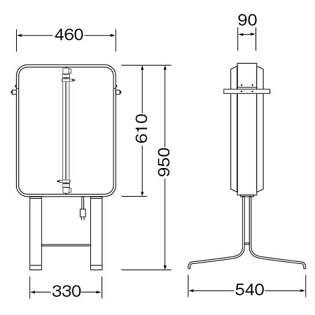 ■寸法図:152 角丸スチールスタンドLED(LLT54-21)